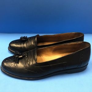 Mens Cable & Co. Black Leather Tassel Loafers Shoe